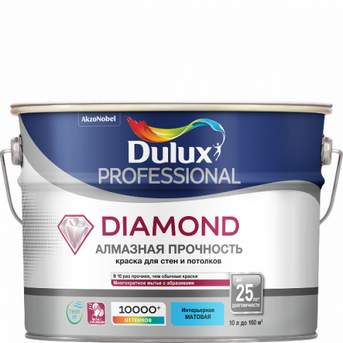 Краска Dulux Diamond Matt Алмазная прочность BC 9 л матовая краска
